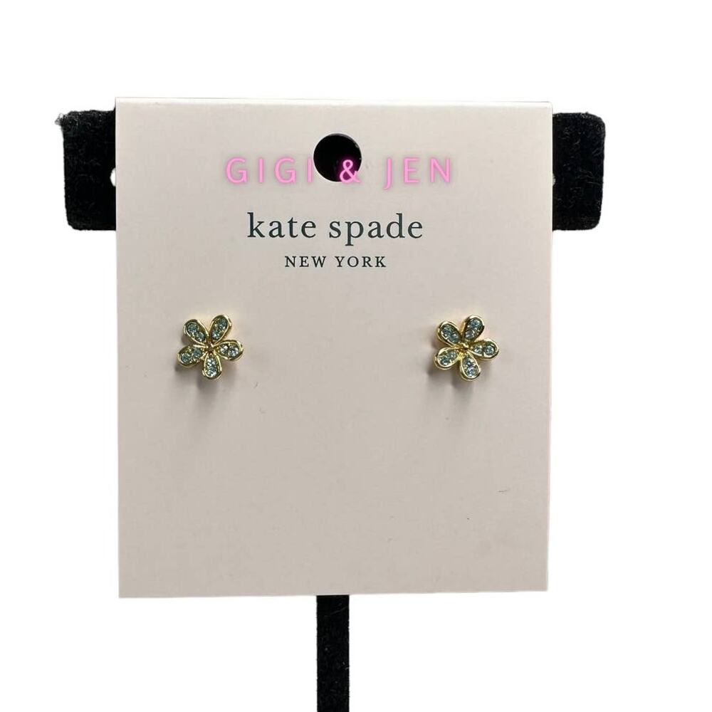 Kate Spade Gleaming Garden Delicate Flower Stud Earrings Aquamarine Tone